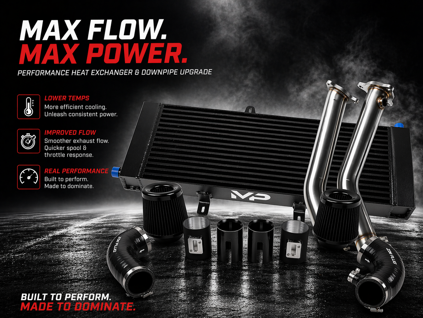 Powa Pack Infiniti Q50/Q60 Intakes + Lower Downpipes + Heat Exchanger